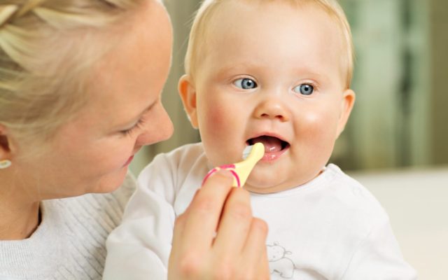 Brushing baby teeth